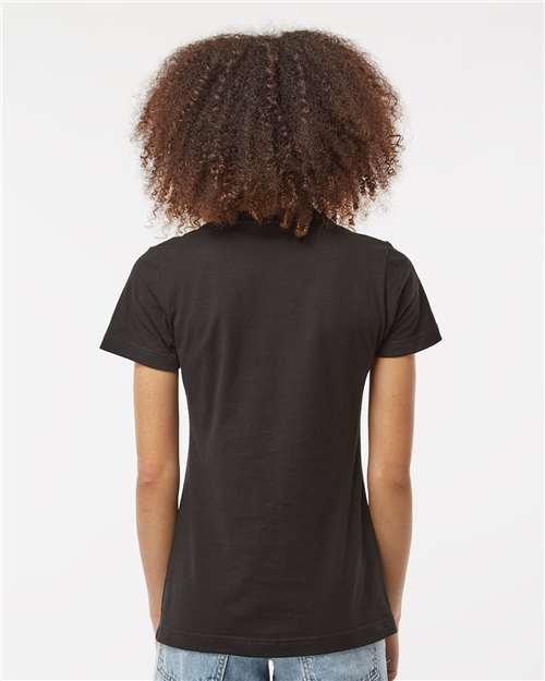 Tultex 216 Women's Fine Jersey Classic Fit T-Shirt - Black - model back