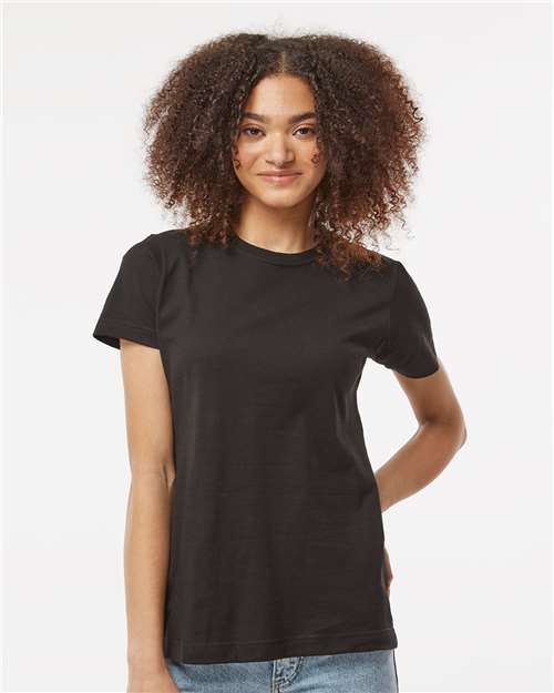 Tultex 216 Women's Fine Jersey Classic Fit T-Shirt - Black - model front