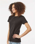 Tultex 216 Women's Fine Jersey Classic Fit T-Shirt - Black - model side
