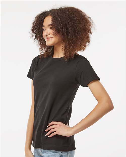 Tultex 216 Women's Fine Jersey Classic Fit T-Shirt - Black - model side
