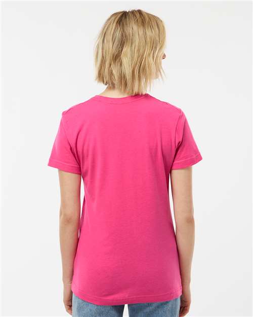 Tultex 216 Women's Fine Jersey Classic Fit T-Shirt - Fuchsia - model back
