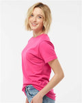 Tultex 216 Women's Fine Jersey Classic Fit T-Shirt - Fuchsia - model side