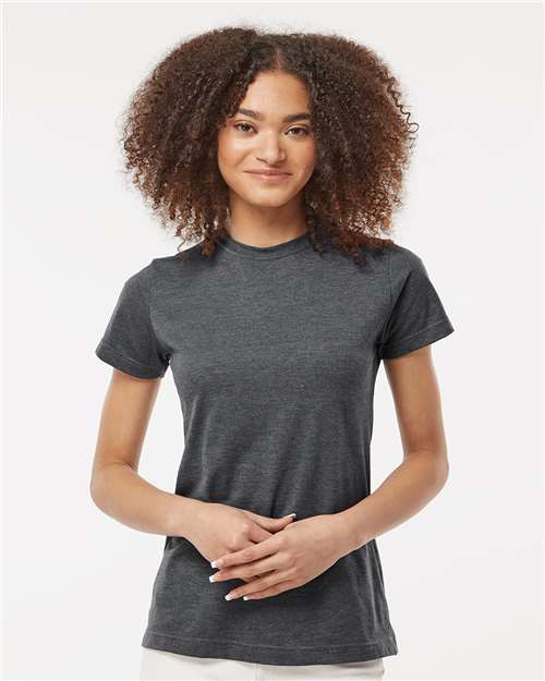Tultex 216 Women's Fine Jersey Classic Fit T-Shirt - Heather Charcoal - model front