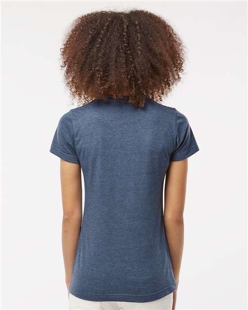 Tultex 216 Women's Fine Jersey Classic Fit T-Shirt - Heather Denim - model back