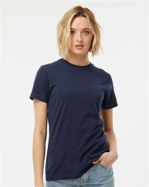 Tultex 216 Women's Fine Jersey Classic Fit T-Shirt - Navy - model front