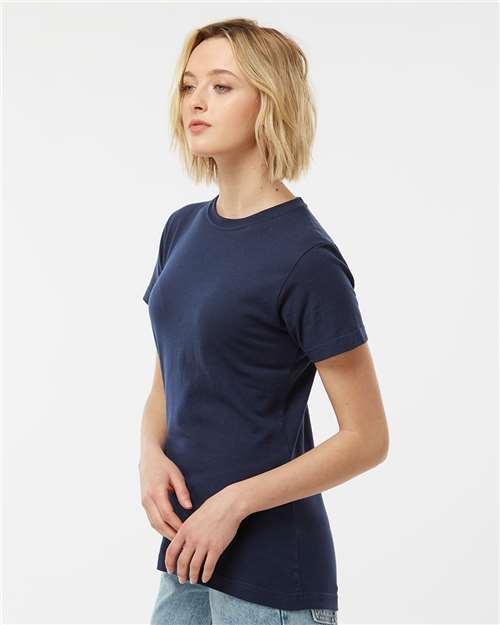 Tultex 216 Women's Fine Jersey Classic Fit T-Shirt - Navy - model side