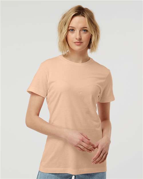 Tultex 216 Women's Fine Jersey Classic Fit T-Shirt - Peach - model front