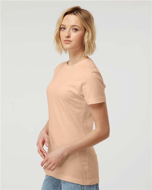 Tultex 216 Women's Fine Jersey Classic Fit T-Shirt - Peach - model side