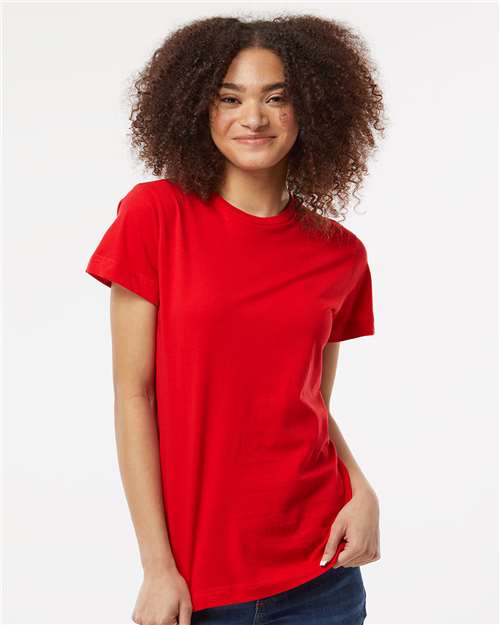 Tultex 216 Women's Fine Jersey Classic Fit T-Shirt - Red - model front