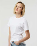Tultex 216 Women's Fine Jersey Classic Fit T-Shirt - White - model side