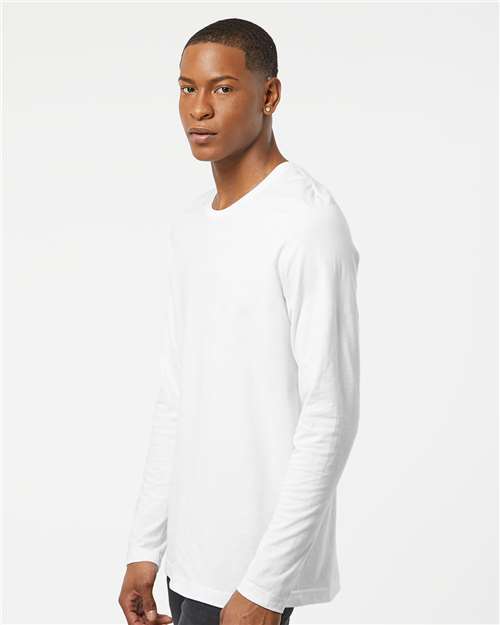 Tultex 591 Unisex Premium Cotton Long Sleeve T-Shirt - White - model side