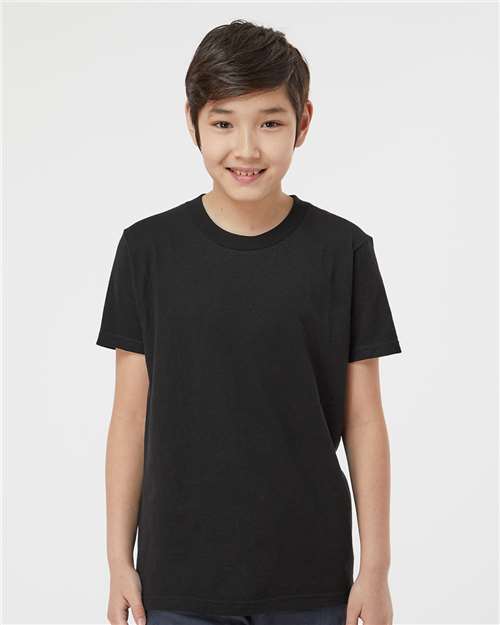 Tultex 235 Youth Fine Jersey T-Shirt - Black - model front
