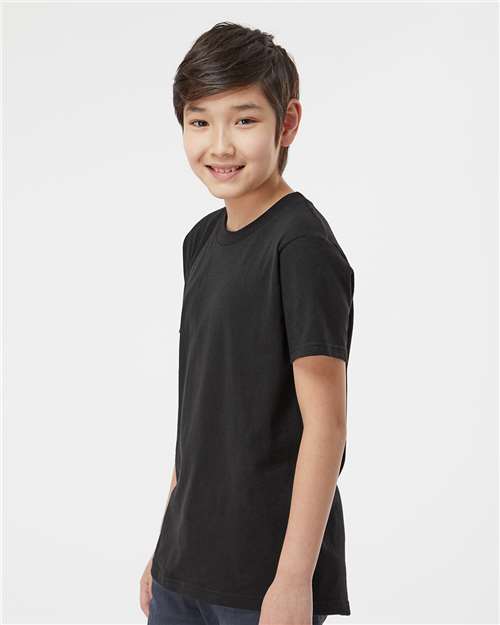 Tultex 235 Youth Fine Jersey T-Shirt - Black - model side
