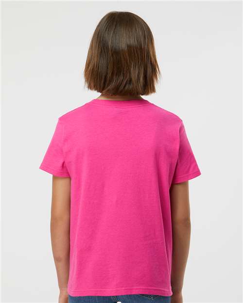 Tultex 235 Youth Fine Jersey T-Shirt - Fuchsia - model back