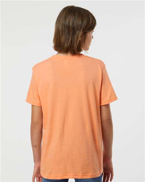 Tultex 235 Youth Fine Jersey T-Shirt - Heather Cantaloupe - model back