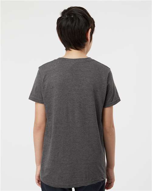 Tultex 235 Youth Fine Jersey T-Shirt - Heather Charcoal - model back