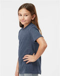 Tultex 235 Youth Fine Jersey T-Shirt - Heather Denim - model side