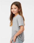 Tultex 235 Youth Fine Jersey T-Shirt - Heather Grey - model side