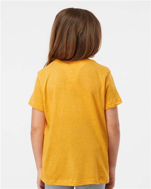Tultex 235 Youth Fine Jersey T-Shirt - Heather Mellow Yellow - model back