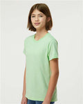 Tultex 235 Youth Fine Jersey T-Shirt - Heather Neo Mint - model side