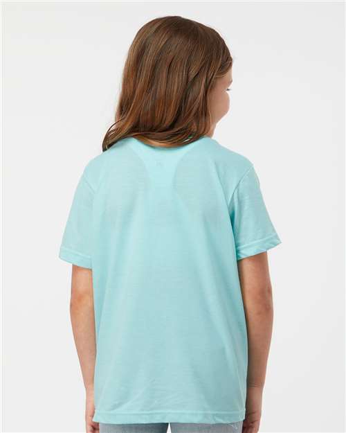 Tultex 235 Youth Fine Jersey T-Shirt - Heather Purist Blue - model back