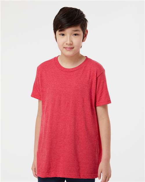 Tultex 235 Youth Fine Jersey T-Shirt - Heather Red - model front