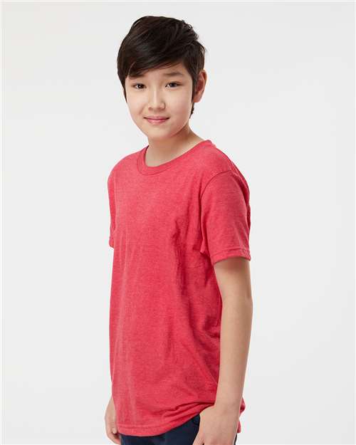 Tultex 235 Youth Fine Jersey T-Shirt - Heather Red - model side