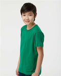 Tultex 235 Youth Fine Jersey T-Shirt - Kelly Green - model side