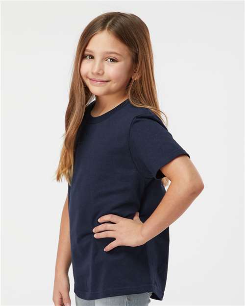 Tultex 235 Youth Fine Jersey T-Shirt - Navy - model side