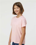 Tultex 235 Youth Fine Jersey T-Shirt - Pink - model side