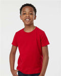 Tultex 235 Youth Fine Jersey T-Shirt - Red - model front