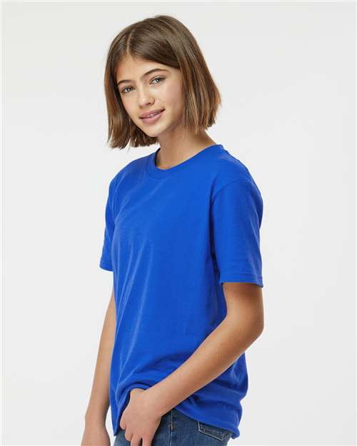 Tultex 235 Youth Fine Jersey T-Shirt - Royal - model side
