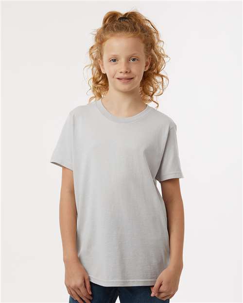 Tultex 235 Youth Fine Jersey T-Shirt - Silver - model front