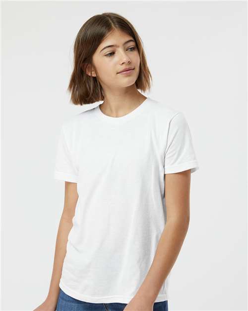 Tultex 235 Youth Fine Jersey T-Shirt - White - model front