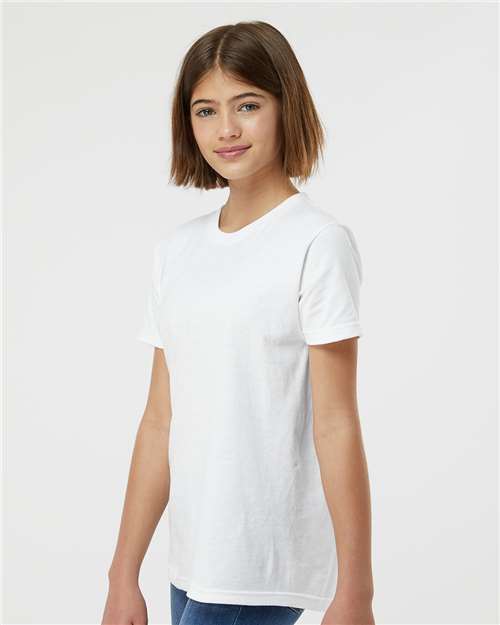 Tultex 235 Youth Fine Jersey T-Shirt - White - model side