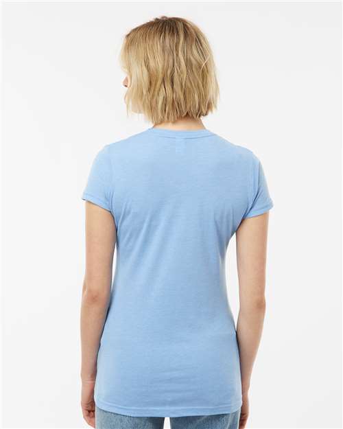 Tultex 240 Women's Poly-Rich T-Shirt - Heather Athletic Blue - model back