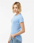 Tultex 240 Women's Poly-Rich T-Shirt - Heather Athletic Blue - model side