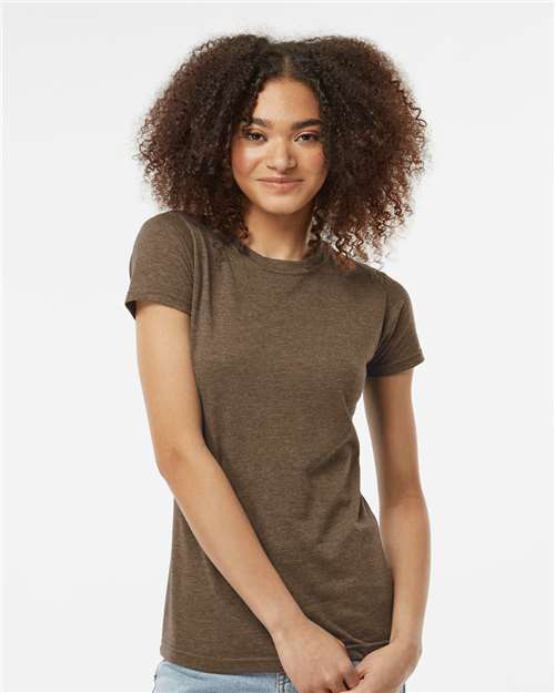 Tultex 240 Women's Poly-Rich T-Shirt - Heather Brown - model front