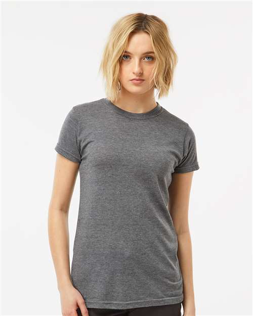 Tultex 240 Women's Poly-Rich T-Shirt - Heather Charcoal - model front
