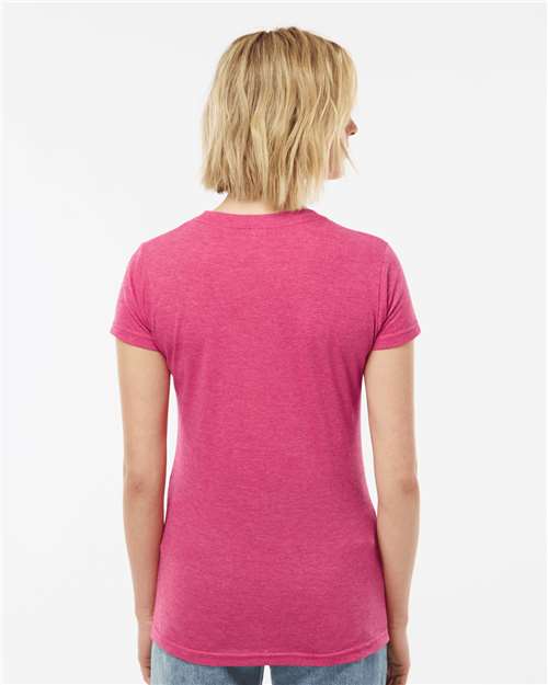 Tultex 240 Women's Poly-Rich T-Shirt - Heather Fuchsia - model back