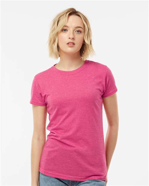 Tultex 240 Women's Poly-Rich T-Shirt - Heather Fuchsia - model front