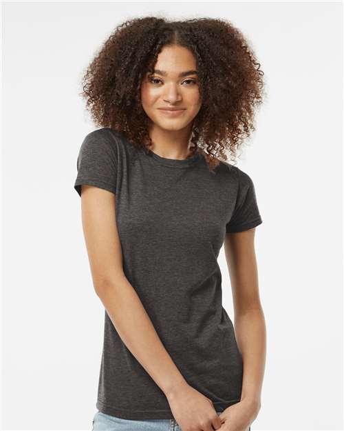 Tultex 240 Women's Poly-Rich T-Shirt - Heather Graphite - model front