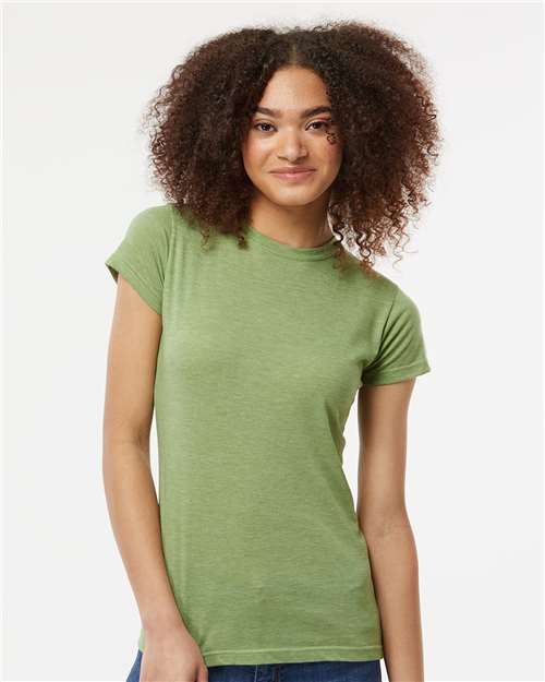 Tultex 240 Women's Poly-Rich T-Shirt - Heather Green - model front