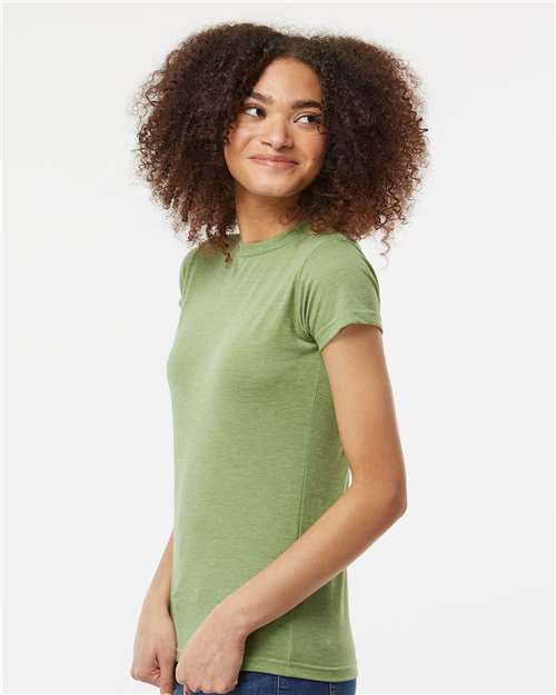 Tultex 240 Women's Poly-Rich T-Shirt - Heather Green - model side