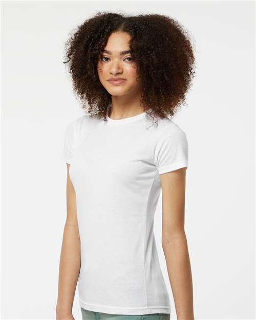 Tultex 240 Women's Poly-Rich T-Shirt - White - model side