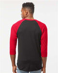 Tultex 245 Unisex Fine Jersey Raglan T-Shirt - Black/ Red - model back