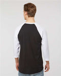 Tultex 245 Unisex Fine Jersey Raglan T-Shirt - Black/ White - model back