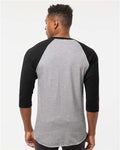 Tultex 245 Unisex Fine Jersey Raglan T-Shirt - Heather Grey/ Black - model back
