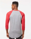 Tultex 245 Unisex Fine Jersey Raglan T-Shirt - Heather Grey/ Heather Red - model back