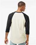 Tultex 245 Unisex Fine Jersey Raglan T-Shirt - Vintage White/ Black - model back